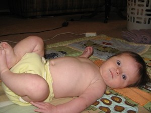 Chilling in her cloth diaper...we love using cloth!