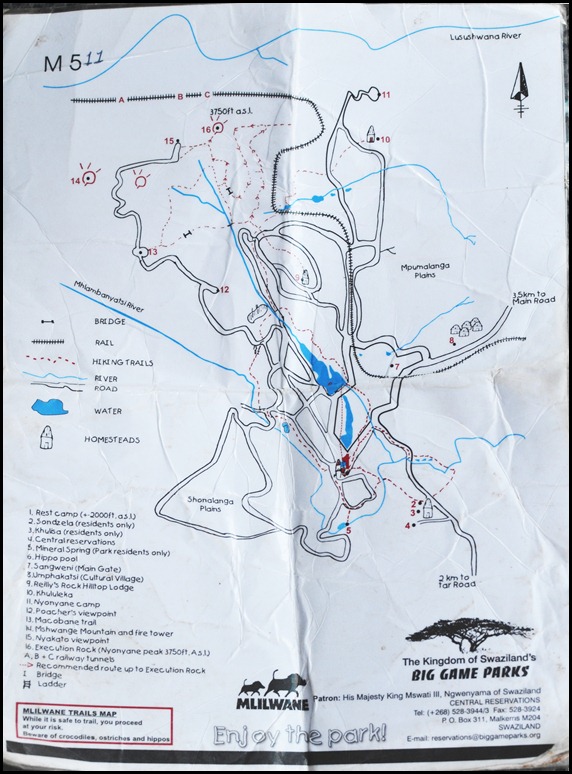 Mlilwane Hiking Map